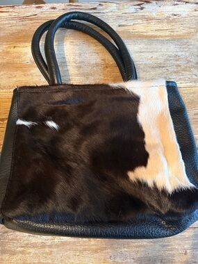 Brown & White Cowhide Tote Bag - Women